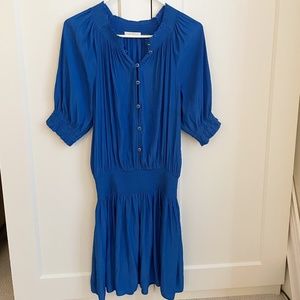 Ramy Brook Royal Blue Silk Pierre Blouson Mini Dress Medium